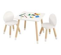 VEVOR 1 Table d’Enfant + 2 Chaises 500x500x437 mm et 282x282x480 mm Ensemble de Meuble d'Enfant Plateau Facile à Nettoyer pour Étudier Manger Jouer Lire Crèche Garderie Chambre d’Enfants de 2 à 8 Ans