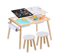 Set de table sensoriel VEVOR, table d'activité, set de siège pour enfant, table de jeux de sable et d'eau avec 2 tabourets, 2 récipients de rangement et un porte-rouleau de papier