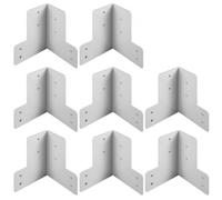 VEVOR Équerre de Fixation Blanc 8 pcs, Équerre Assemblage en Acier Galvanisé, Renfort d'Angle Fixation Épaisseur de 4 mm Vis Équerre de Coin Support à Angle Droit Convient au Bois de 4x4 et 2x4pouces