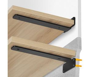 VEVOR Équerre d'étagère, 261 x 100 x 45mm, supports d'étagères flottants robustes, 6 pièces, supports pour étagères en L noir mat de 5 mm d'épaisseur, en acier avec une capacité de charge de 72,6 kg