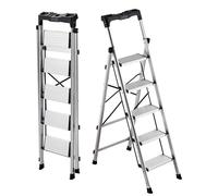 VEVOR Escabeau 5 marches, échelle pliante avec marches antidérapantes et poignée confortable, échelle domestique capacité de charge 150 kg, échelle de sécurité en aluminium pour cuisine, entrepôt, mén