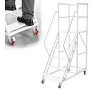 VEVOR Escabeau Mobile 6 Marches pour Entrepôt Échelle Roulante à Plateforme | pour Garage et Usine, avec Mains Courantes, Marches Antidérapantes et Roulettes avec Freins, Acier Allié, Charge Max. 500 kg