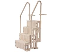 VEVOR Escalier de Piscine en Plastique avec 2 Rampes, 4 Marches Antidérapantes, Capacité de Charge 181,4 kg, pour Piscines Creusées Hors Sol 122-137 cm, Terrasse, Maison, Intérieur, Extérieur, Taupe