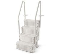 VEVOR Escalier de Piscine en Plastique avec 2 Rampes, 4 Marches Antidérapantes, Capacité de Charge 181,4 kg, Escaliers pour Piscines Creusées 122-137 cm, Terrasse, Maison, Intérieur, Extérieur, Blanc