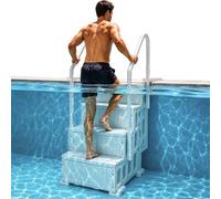 VEVOR Escalier de Piscine en Plastique avec 2 Rampes, 4 Marches Antidérapantes, Capacité de Charge 181,4 kg, Escaliers pour Piscines Creusées 122-137 cm, Terrasse, Maison, Intérieur, Extérieur, Blanc