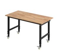 Établi VEVOR, 680 kg, table d'atelier avec roulette, grand plan de travail en chêne 122x60 cm, table de travail réglable en hauteur de 725 à 1075 mm, table d'atelier pour garage, atelier, maison & bur