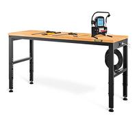 VEVOR Établi Garage Atelier 122x61x97 cm Table de Travail Hauteur Réglable 72-97 cm, Plateau en Bois de Chêne Cadre en Acier, Multifonctionnel Robuste Stable pour Réparation Bricolage