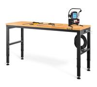 VEVOR Établi Garage Atelier 135x46x97 cm Table de Travail Hauteur Réglable 72-97 cm, Établi Plateau en Bois de Chêne Cadre en Acier, Établi Multifonctionnel Robuste Stable pour Réparation Bricolage