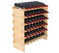 VEVOR Étagère à Bouteilles Modulable 48 Bouteilles 6 Niveaux Casier à Vin Empilable Porte-Bouteilles en Bambou Naturel 76,5x25x77,5 cm Rangement Présentation de Vin pour Cuisine Garde-Manger Cave Bar