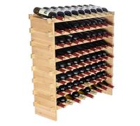 VEVOR Étagère à Bouteilles Modulable 72 Bouteilles 8 Niveaux Casier à Vin Empilable Porte-Bouteilles en Bambou Naturel 85x25x102,5 cm Rangement Présentation de Vin pour Cuisine Garde-Manger Cave Bar