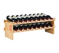 VEVOR Étagère à Bouteilles Modulaire 18 Bouteilles, Casier à Vin Empilable 2 Niveaux, Range Bouteilles en Bambou Massif Autoportant, Rangement Présentation de Vin pour Cuisine Garde-Manger Cave Bar