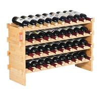 VEVOR Étagère à Bouteilles Modulaire 36 Bouteilles, Casier à Vin Empilable 4 Niveaux, Range Bouteilles en Bambou Massif Autoportant, Rangement Présentation de Vin pour Cuisine Garde-Manger Cave Bar