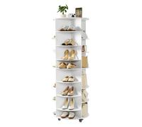 VEVOR Étagère à chaussures rotative à 7 niveaux avec étagères réglables, présentoir à chaussures rotatif à 360°, organisateur sur pied pour 28 paires, pour chambre, salon, entrée, dressing, blanc
