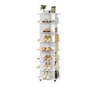 VEVOR Étagère à Chaussures rotative à 7 Niveaux avec roulettes, présentoir à Chaussures Rotatif à 360°, Organisateur sur Pied de Type Plateau tournant, pour Chambre, Salon, entrée, Dressing, Blanc