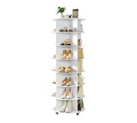 VEVOR Étagère à Chaussures rotative à 7 Niveaux avec roulettes, présentoir à Chaussures Rotatif à 360°, Organisateur sur Pied de Type Plateau tournant, pour Chambre, Salon, entrée, Dressing, Blanc