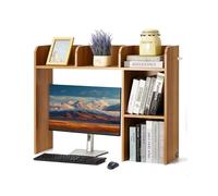 VEVOR Étagère à Poser sur Bureau à 2 Niveaux, Bibliothèque de Bureau 94,5x24,1x73,4 cm, Organisateur de Bureau en Bois, avec Pieds Antidérapants, Support de Rangement pour Maison, Couleur de Bois