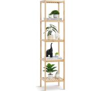 VEVOR Étagère d'angle, 5 étages, étagère de rangement en bambou, bibliothèque, support autonome pour fleurs et plantes, parfait pour salle de bain, chambre, bureau