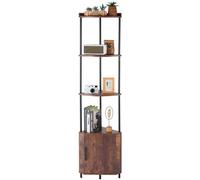 VEVOR Étagère d'angle à 5 niveaux, bibliothèque du coin étroite avec éclairage LED et portes, meuble de rangement tour avec cadre en métal et étagères en bois, pour maison, bureau, marron rustique