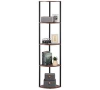 VEVOR Étagère d'angle à 5 Niveaux, Hauteur 162,5 cm, bibliothèque du Coin avec éclairage LED, Meuble de Rangement Tour avec Cadre en métal et étagères en Bois, pour Chambre, Salon, Bureau, Cuisine