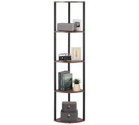 VEVOR Étagère d'angle à 5 niveaux, hauteur 162,5 cm, bibliothèque du coin avec éclairage LED, meuble de rangement tour avec cadre en métal et étagères en bois, pour chambre, salon, bureau, cuisine