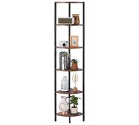 VEVOR Étagère d'angle à 6 niveaux, hauteur 171,5 cm, bibliothèque du coin avec éclairage LED, meuble de rangement tour avec cadre en métal et étagères en bois, pour chambre, salon, bureau, cuisine