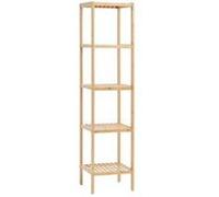 VEVOR Étagère de salle de bain à 5 niveaux, étagère de rangement pour présentoir, support pour plantes à fleurs autonome, étagère d'angle multifonctionnelle en bambou, pour cuisine, maison, naturel