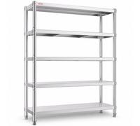 VEVOR Étagère de Cuisine INOX 1200x455x1830 mm Table Rangement Cuisine 5 Étage Universelle Étagère à Épices Professionnelle