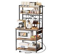 VEVOR Étagère de Cuisine, Meuble de Rangement 80x40x161,8 cm, avec Multiprise Intégrée et Câble de 1,5 m, Support pour Micro Ondes, Bar à Café, Épices, Vaisselle, Multi Niveaux et 12 Crochets en S