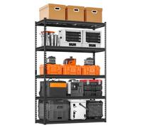 VEVOR Étagère de Rangement, 1134 kg, Étagère de Garage Métallique Robuste Réglable, 5 Niveaux, 457,2x1219,2x1828,8 mm, Meuble Rayonnages de Stockage, pour Cuisine, Atelier, Sous-sol, Buanderie, Noir