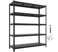 VEVOR Étagère de Rangement, 5 Niveaux Réglables, Étagère Charge Lourde Modulable 1511x522x1813 mm, Capacité de Charge Totale 1360,8 kg, Rayonnage Métallique pour Atelier, Entrepôt, Garage et Cave