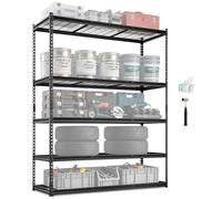 VEVOR Étagère de rangement, 5 niveaux réglables, étagère de garage robuste, capacité 907,2 kg, organisateur métal 152,4x61x198,1 cm pour cuisine, garde-manger, sous-sol, salle de bain, buanderie, noir