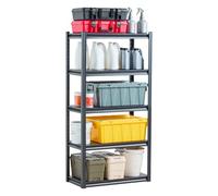 VEVOR Étagère de Rangement, 907 kg, Étagère de Garage Métallique Robuste Réglable, 5 Niveaux, 406,4 x 812,8 x 1600,2 mm, Meuble Rayonnage de Stockage, pour Cuisine, Atelier, Sous-sol, Entrepôt, Noir