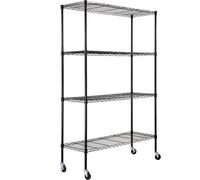 VEVOR Étagère de rangement avec roulettes, 4 niveaux réglables, étagère de garage robuste, capacité 317 kg, organisateur en métal, grille métallique pour cuisine, garde-manger, sous-sol, salle de bain