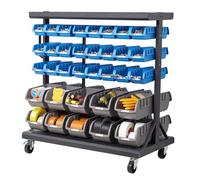 VEVOR Étagère de Rangement Mobile 5 Niveaux Rayonnage sur roulettes 68 Bacs PP pour Garage, Entrepôt, Bureau, Restaurant, Salle de uisine, Double Face, avec roulettes Pivotantes et 2 Freins