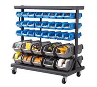 VEVOR Étagère de Rangement Mobile 5 Niveaux Rayonnage sur Roulettes 68 Bacs PP pour Garage, Entrepôt, Bureau, Restaurant, Salle de uisine, Double Face, avec Roulettes Pivotantes et 2 Freins