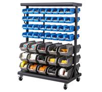 VEVOR Étagère de Rangement Mobile 7 Niveaux Rayonnage sur Roulettes 94 Bacs PP pour Garage, Entrepôt, Bureau, Restaurant, Salle de uisine, Double Face, avec Roulettes Pivotantes et 2 Freins
