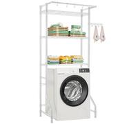 VEVOR Étagère de Rangement pour Lave-Linge et sèche-Linge à 3 Niveaux, étendoir à Linge avec Tringle et Crochets, étagères réglables, pour Gagner de la Place, pour Organisation de la buanderie, Blanc
