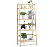 VEVOR Étagère de Salle de Bain à 4 Niveaux, étagère échelle Bambou, étagère de Rangement multifonctionnelle pour présentoir, Support pour Plantes à Fleurs Autonome, bibliothèque pour Cuisine, Maison