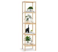 VEVOR Étagère de salle de bain à 5 niveaux, étagère de rangement pour présentoir, support pour plantes à fleurs autonome, étagère d'angle multifonctionnelle en bambou, pour cuisine, maison, naturel