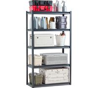 VEVOR Étagère de Rangement, 907 kg, Étagère de Garage Métallique Robuste Réglable, 5 Niveaux, 457,2 x 1016 x 1828,8 mm, Meuble Rayonnage de Stockage, pour Cuisine, Atelier, Sous-sol, Entrepôt, Noir
