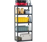VEVOR Étagère de Rangement, 907 kg, Étagère de Garage Métallique Robuste Réglable, 5 Niveaux, 457,2 x 812,8 x 1828,8 mm, Meuble Rayonnage de Stockage, pour Cuisine, Atelier, Sous-sol, Entrepôt, Noir