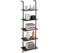 VEVOR Étagère Échelle, Bibliothèque à 5 Niveaux 48 x 30 cm, Étagère Murale Ouverte avec Cadre Métallique, Support de Rangement pour Articles de Cuisine, Chambre à Coucher, Salle de Bain, Salon, Noir