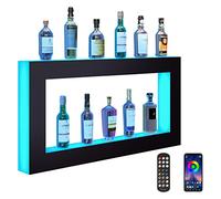 VEVOR Étagère lumineuse pour bouteilles d'alcool à DEL, 2 niveaux, 122 cm, prend en charge USB, étagère lumineuse de bar avec télécommande RF et contrôle par application, 7 couleurs statiques,