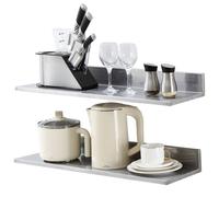 VEVOR Étagère Murale 2PCs 762x218x85 mm Tablette Flottante en Acier Inoxydable avec Dosseret Charge Max. 20 kg Design Ouvert pour Livres Cadre Photo Plante Épices Salon Bureau Salle de Bains Cuisine