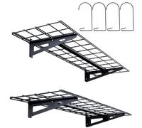 VEVOR Étagère Murale Flottante de Rangement Garage 122x30,5 cm Lot de 2 Grande Surface Utilisable Capacité de Charge 90,7 kg par Étagère Suspendue d'Outils Métallique pour Magasins, Garages, Entrepôts