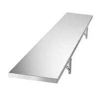 VEVOR Étagère Murale Flottante Pliable, Tablette Murale en INOX 30,5x183 cm | Pour Cuisine, Restaurant, Garage, Food-truck, Charge Maximale de 136 kg, Étagère de Rangement avec Équerres Résistante