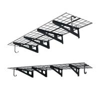 VEVOR Étagère Murale Garage 2 Niveaux Étagère Rangement Murale Garage 182,8x61,5x20,6 cm pour Garages, Buanderies, Ateliers, Acier, avec Crochets, Charge 227 kg par Niveau, Charge Totale 454 kg, Noir