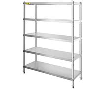 VEVOR Étagère réglable en Acier Inoxydable de 122 x 47 cm à 5 Niveaux pour Cuisine, Bureau, Garage, Rangement de 150 kg par étagère