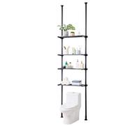 VEVOR Étagère WC Réglable à 4 Niveaux, Rangement au-Dessus des Toilettes en Acier à Faible Teneur en Carbone, Meuble de Salle de Bain, Assemblage Facile, Convient à la Plupart des Toilettes, Buanderie