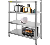 VEVOR Étagères Inox de Rangement de Cuisine Capacité de Charge 150 kg Table à Épices à 4 Niveaux avec Accessoires d'Assemblage Meuble pour Cuisine Garage Atelier Entrepôt Balcon 122x48x150 cm